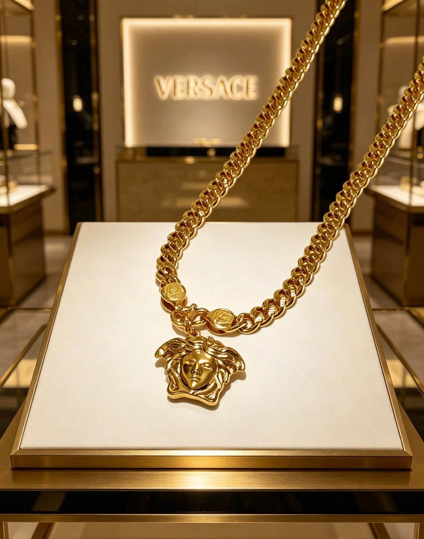 Versace Sterling Silver Chain Necklace