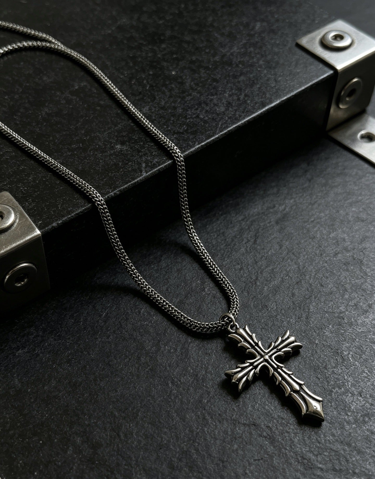 Chrome Hearts Sterling Silver Cross Necklace