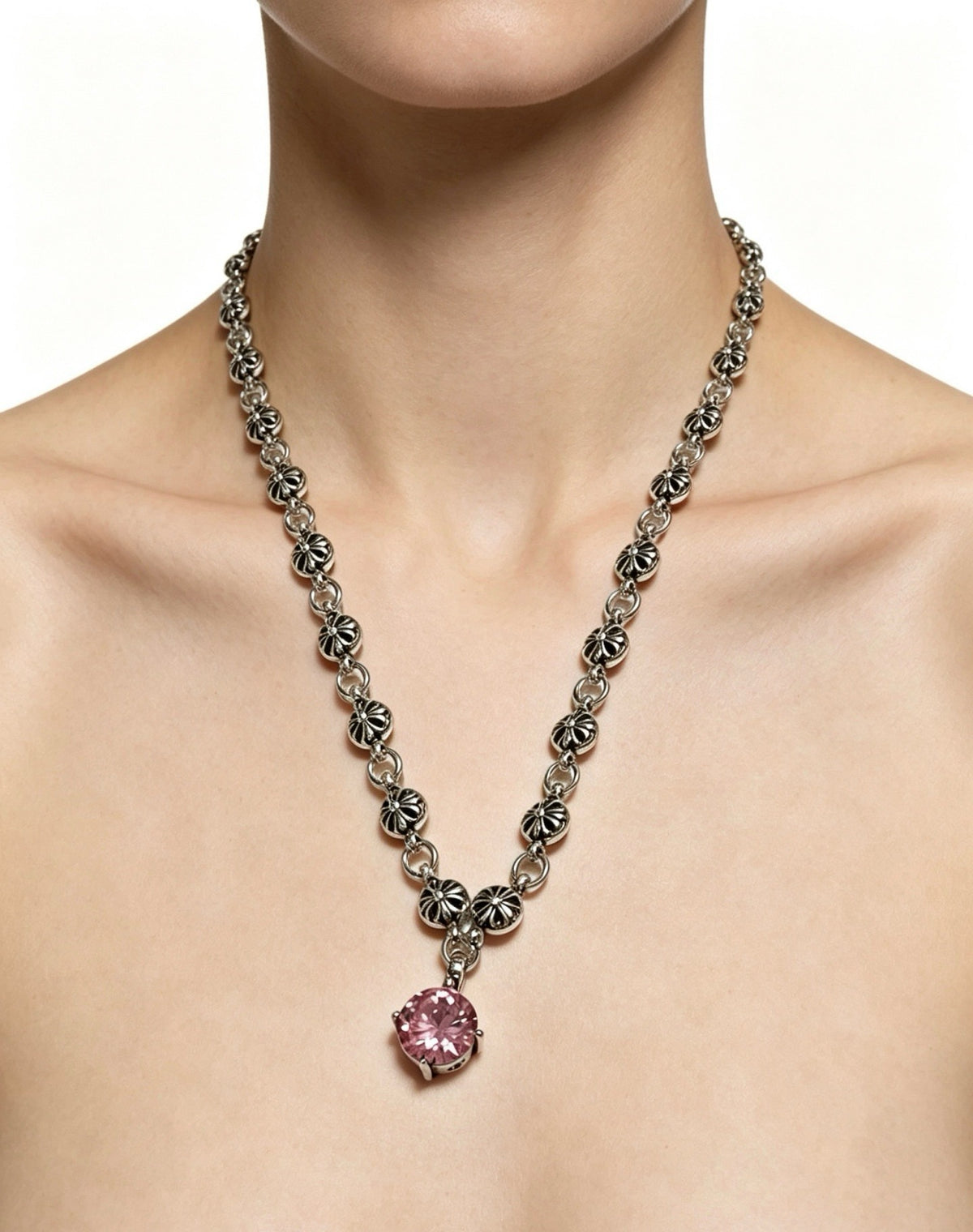 Chrome Hearts Sterling Silver Cross Necklace