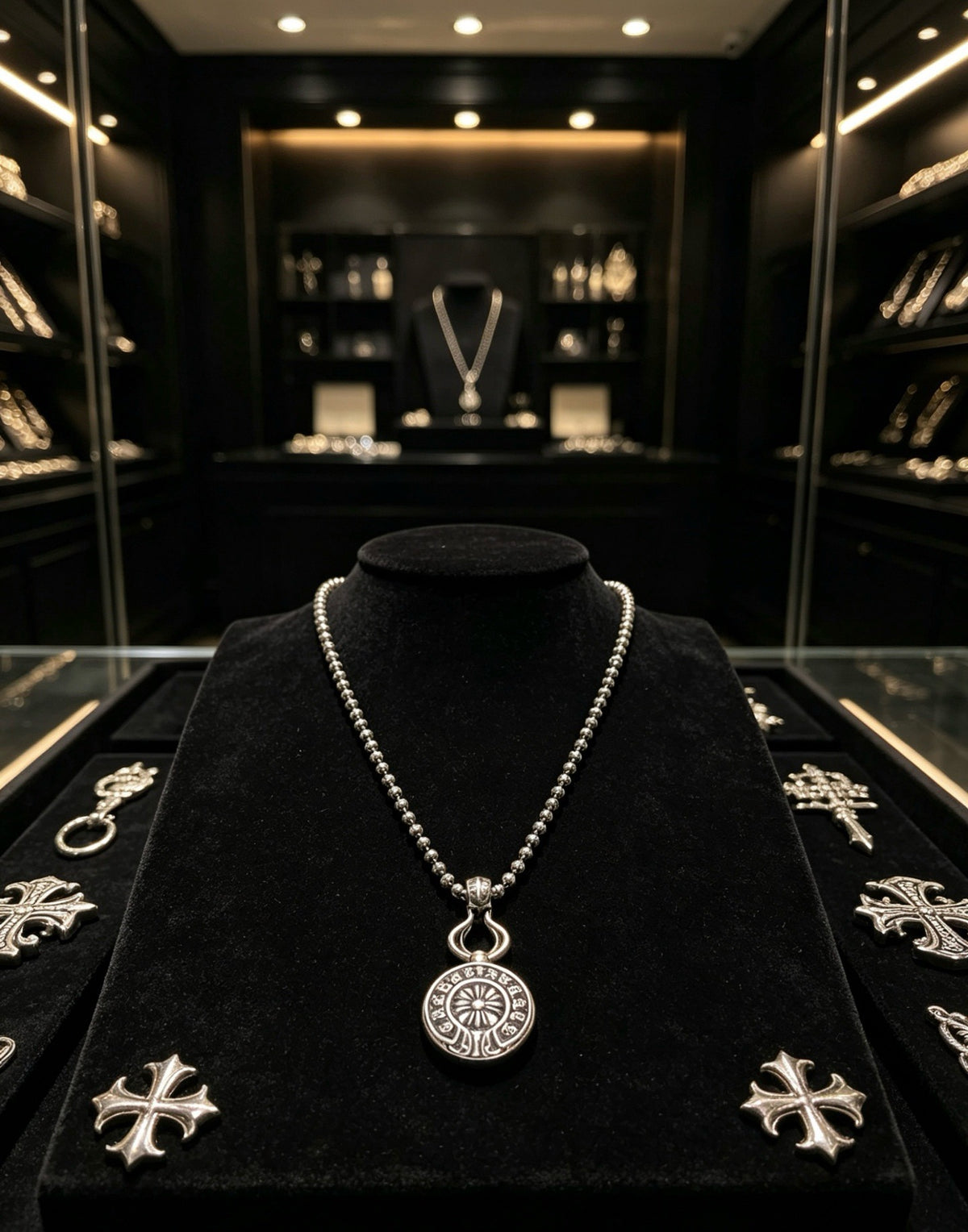 Chrome Hearts Sterling Silver Cross Necklace