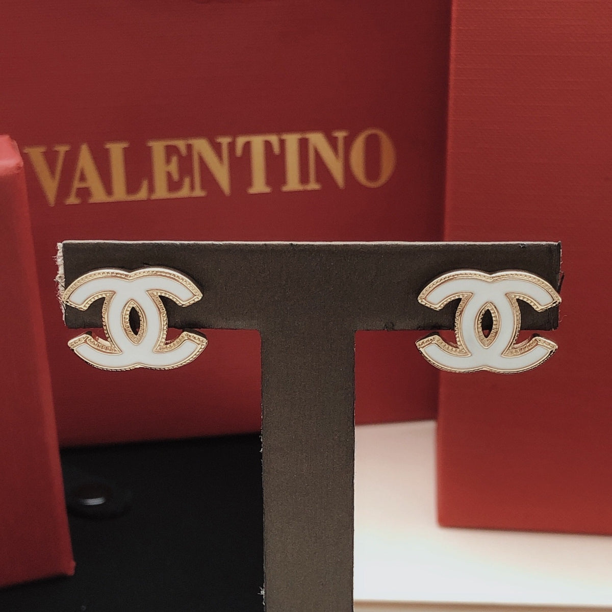 Chanel White Brass Earrings