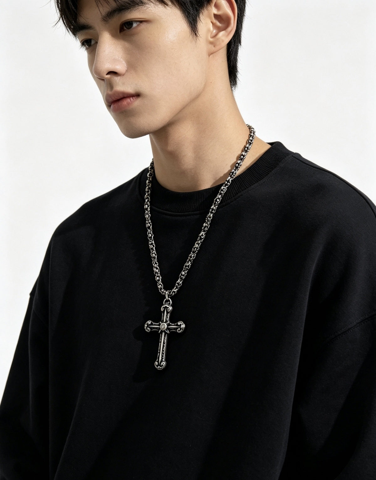Chrome Hearts Sterling Silver Cross Necklace