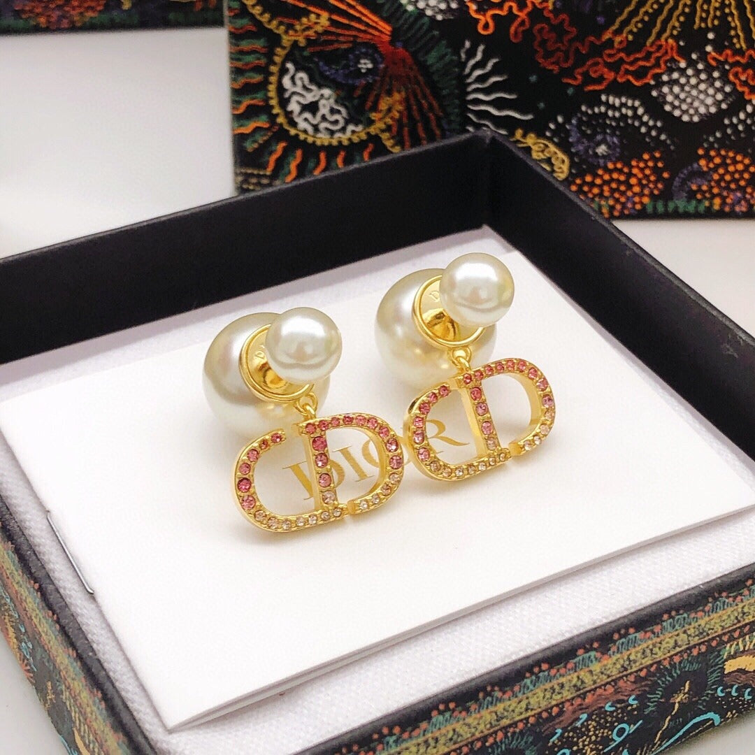 Dior Brass Pearl Earrings