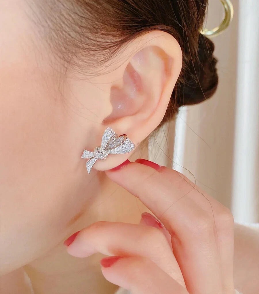 Graff Silver Brass Bow Earrings