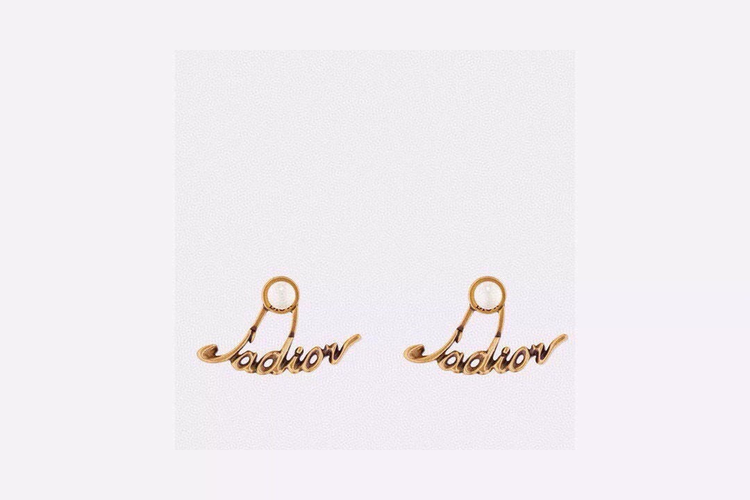 Dior Brass Logo Earrings