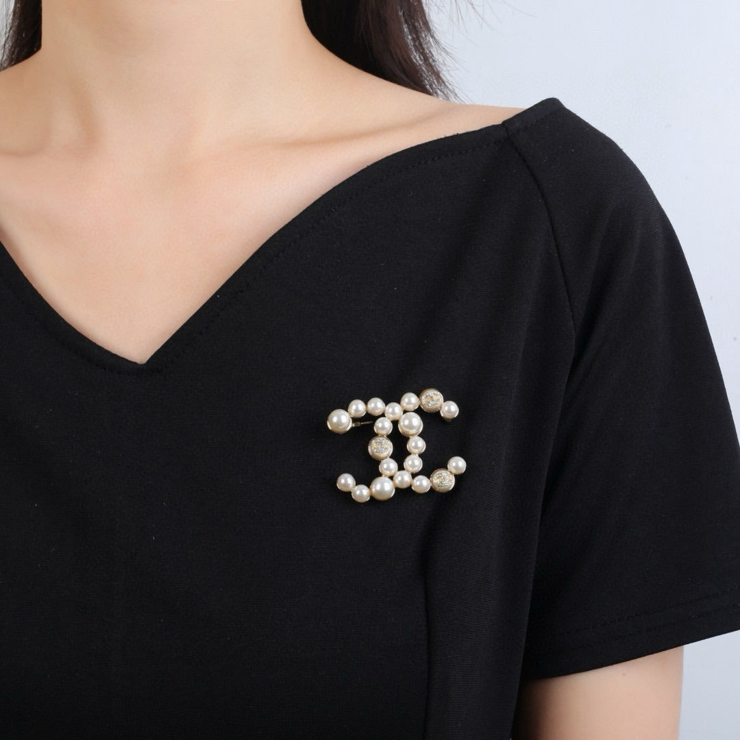 Chanel Brass Pearl Brooch