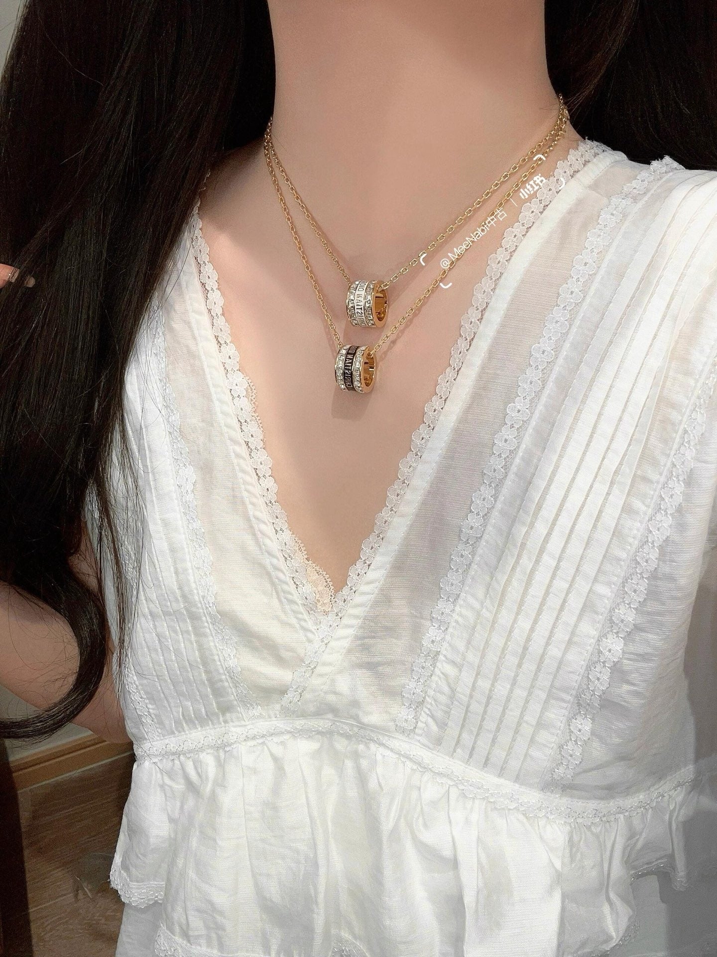 Dior White Brass Round Necklace