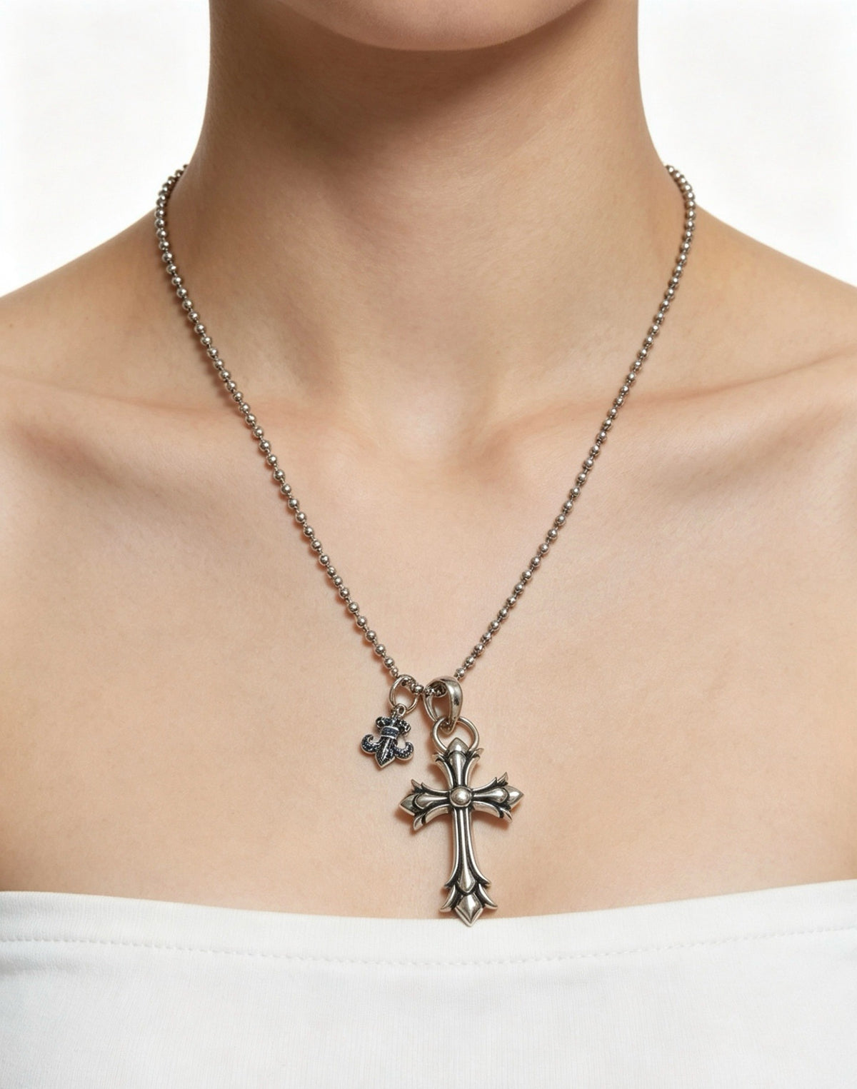 Chrome Hearts Sterling Silver Cross Necklace