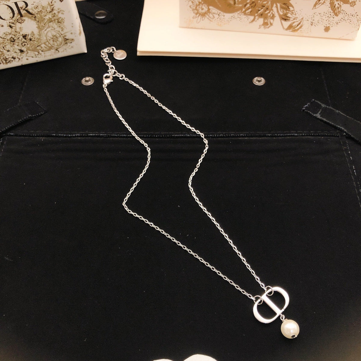 Dior Silver Brass Pearl Necklace