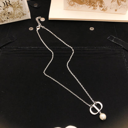 Dior Silver Brass Pearl Necklace