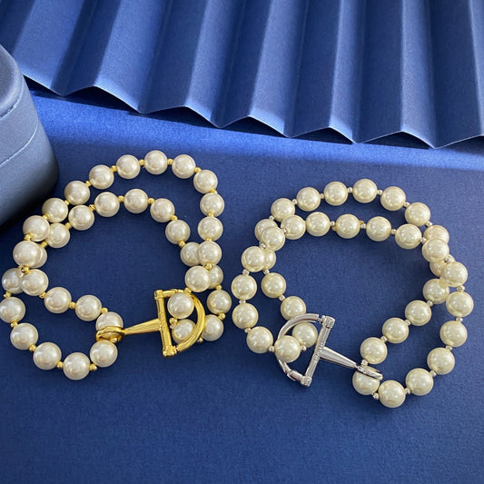 Gucci Silver Brass Pearl Bracelet