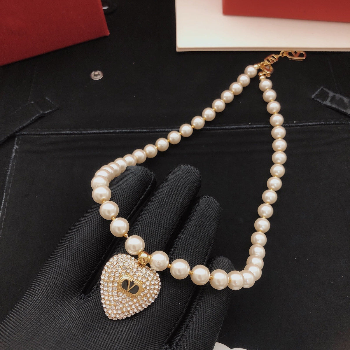 Valentino Brass Heart Necklace