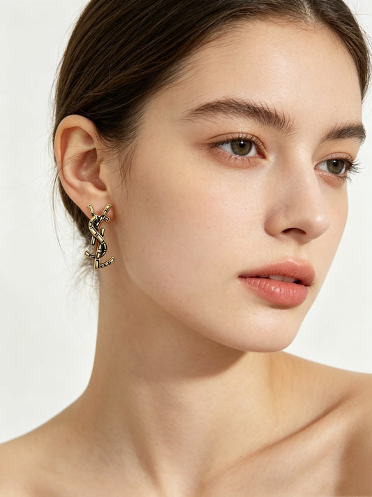 Saint Laurent Sterling Silver Vintage-Finish Earrings