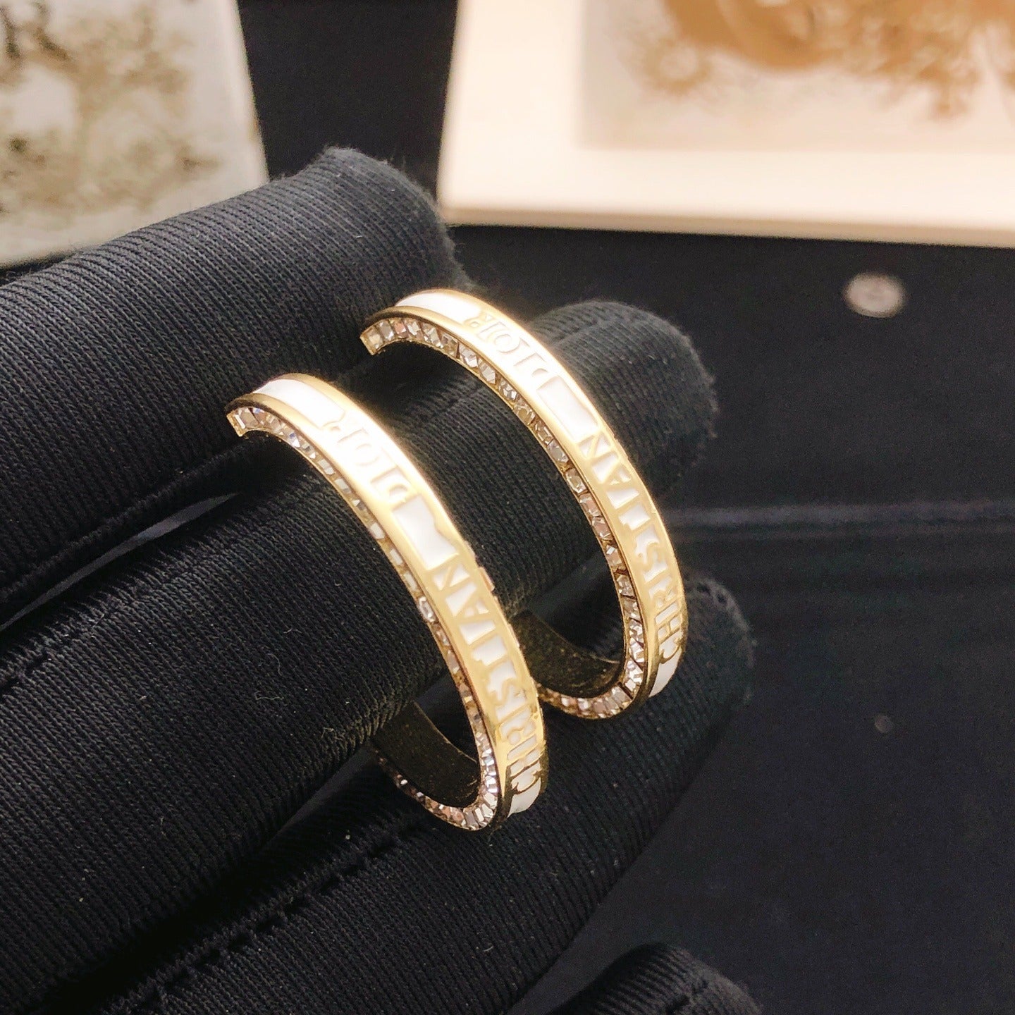 Dior White Brass Earrings