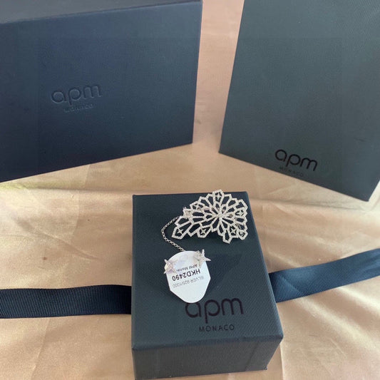 APM Monaco White Openwork Earrings