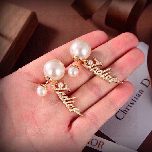 Dior Brass Pearl Earrings