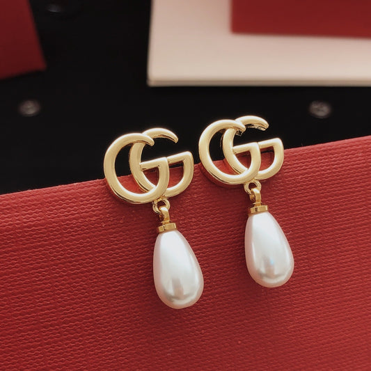 Gucci Brass Pearl Earrings