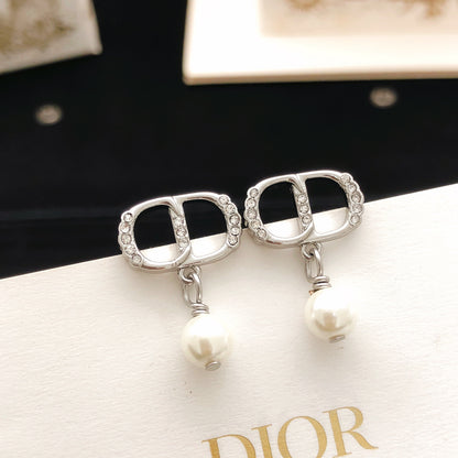 Dior Brass Pearl Earrings