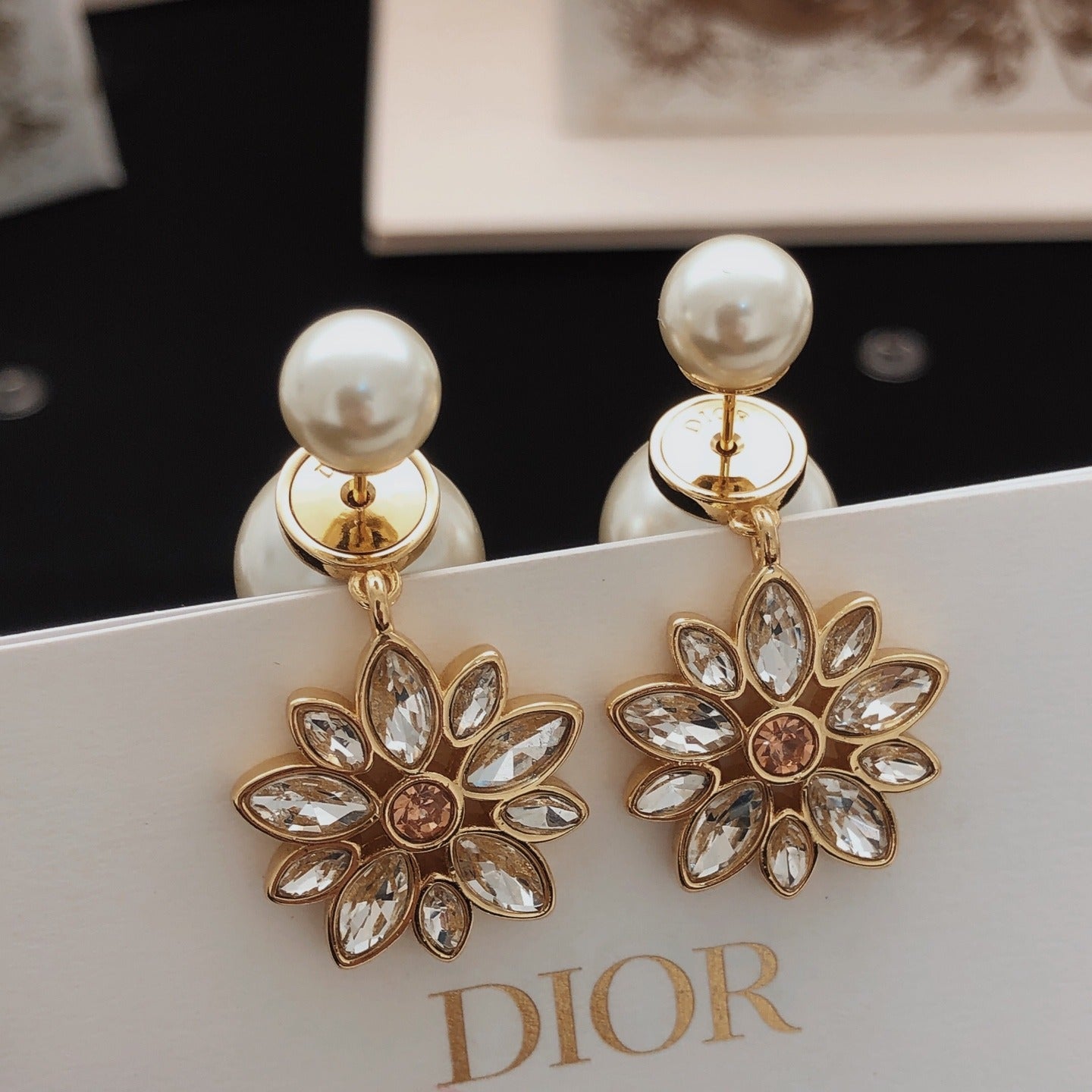 Dior Brass Sunburst Earrings