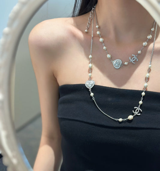 Chanel White Heart Necklace