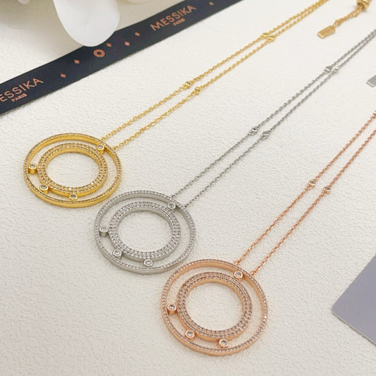 Messika Silver Brass Pave Necklace