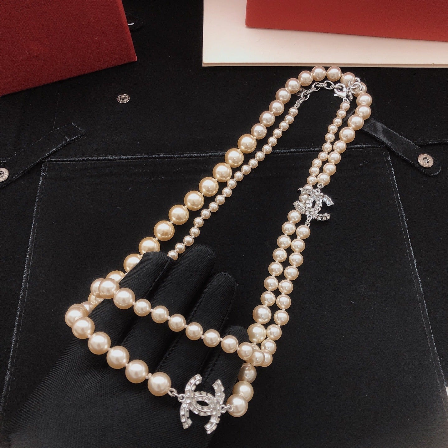Chanel Brass Pearl Necklace