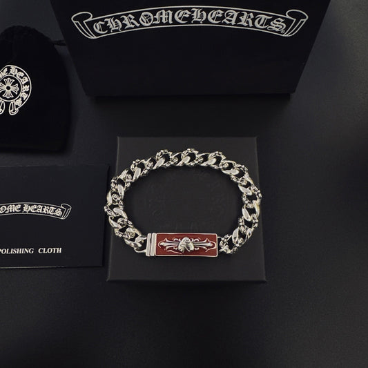 Chrome Hearts Sterling Silver Cross Bracelet