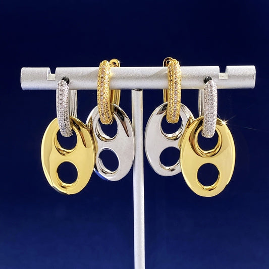Hermes Silver Brass Colorblock Earrings