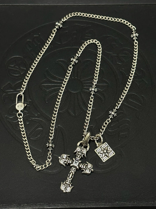 Chrome Hearts Sterling Silver Cross Necklace