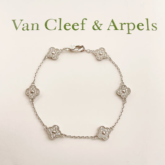 Van Cleef & Arpels Silver Brass Clover Bracelet