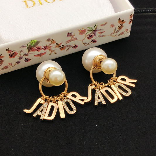 Dior Brass Logo Earrings