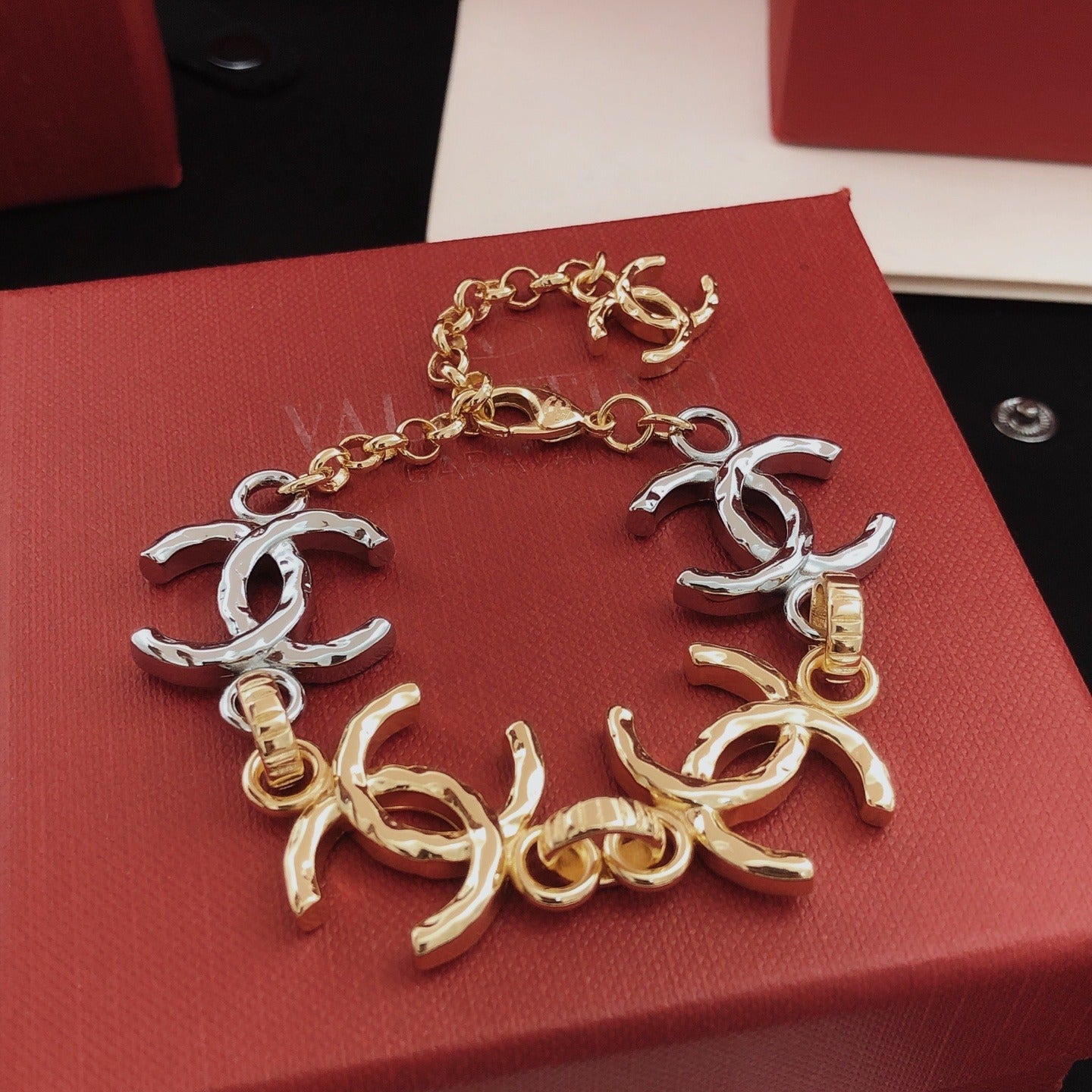 Chanel Brass Colorblock Necklace
