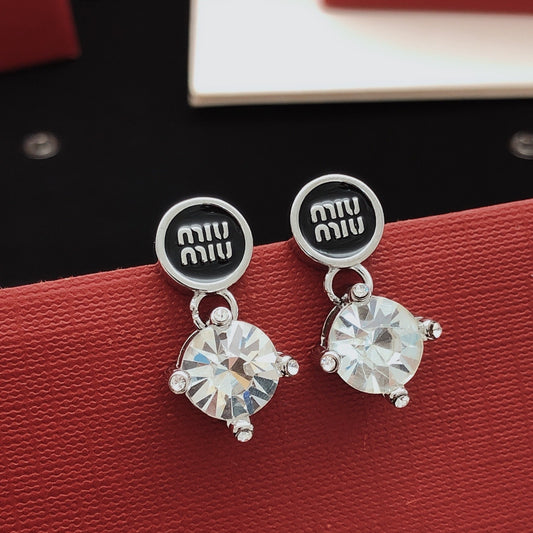 Miu Miu Black Brass Round Earrings