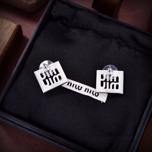 Miu Miu Brass Logo Earrings