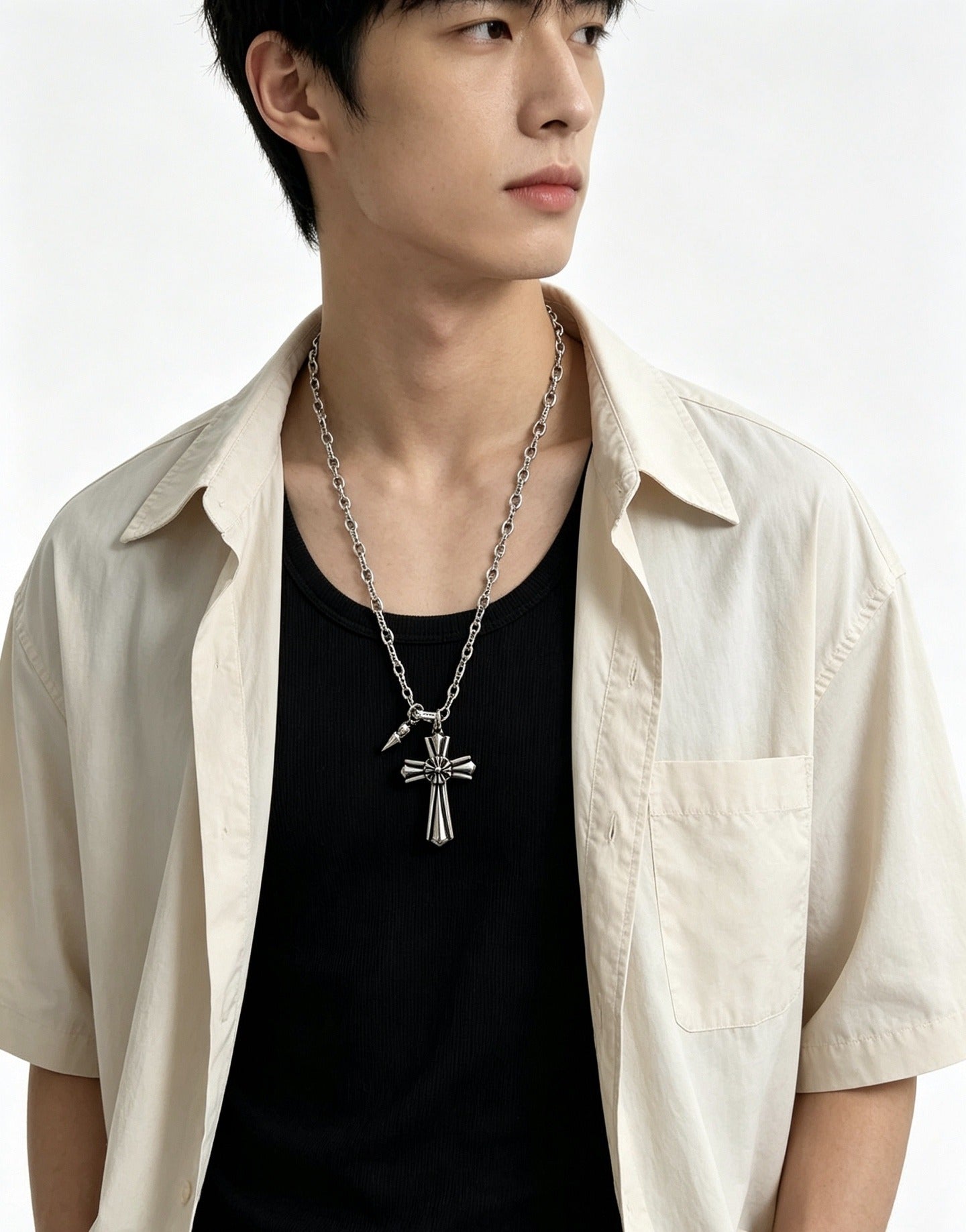 Chrome Hearts Sterling Silver Cross Necklace