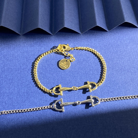 Gucci Silver Brass Horsebit Bracelet