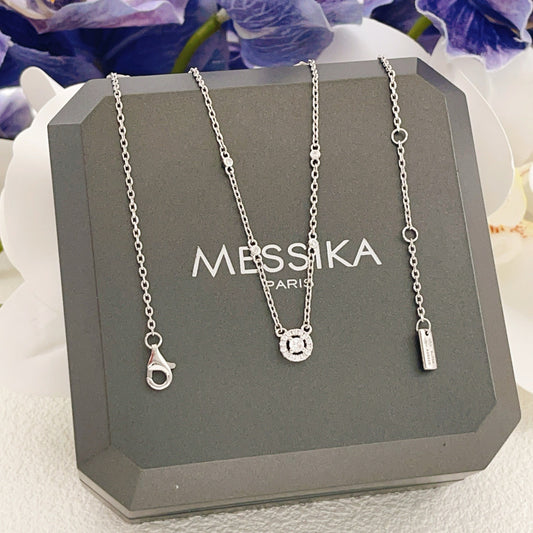 Messika Silver Brass Pave Necklace