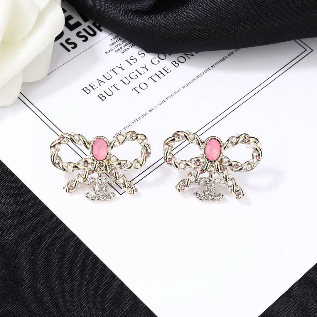 Chanel Brass Bow Earrings