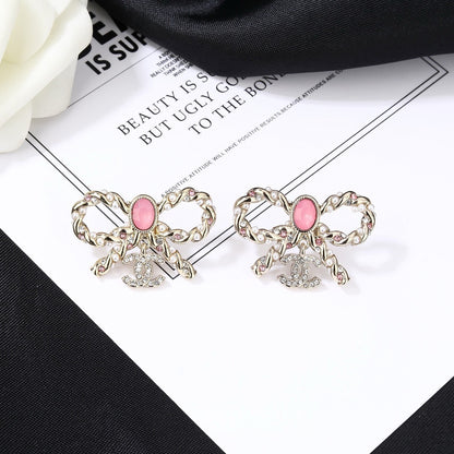 Chanel Brass Bow Earrings