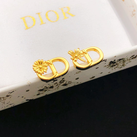 Dior Brass Sunburst Earrings