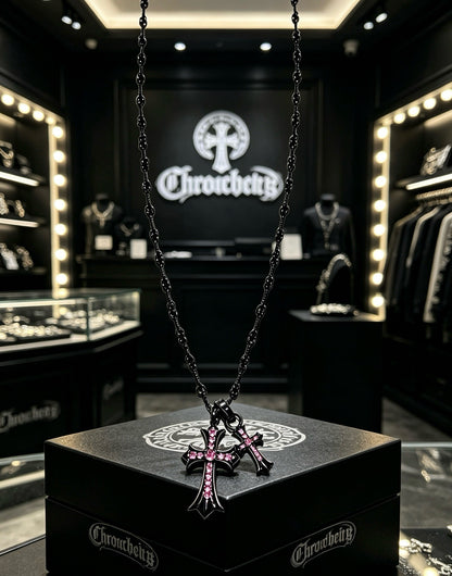 Chrome Hearts Sterling Silver Cross Necklace