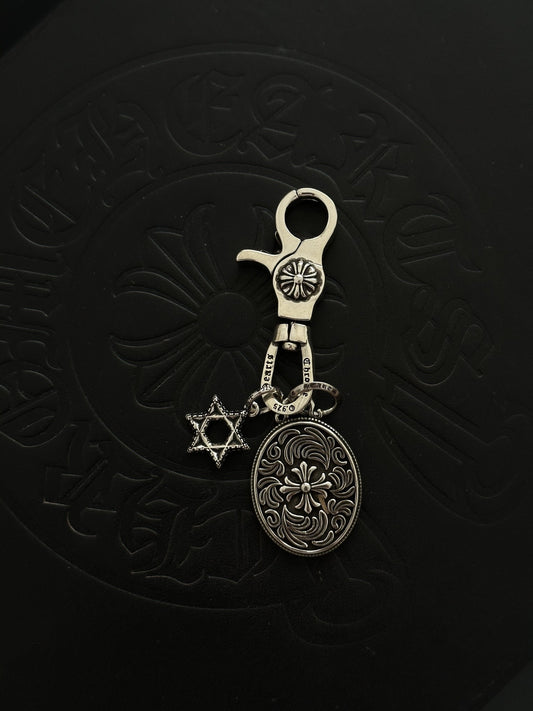 Chrome Hearts Sterling Silver Cross Keychain