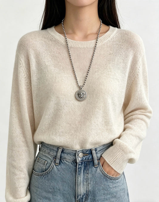 Versace Sterling Silver Chain Necklace