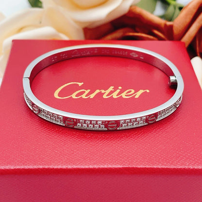 Cartier Silver Brass Pave Bracelet