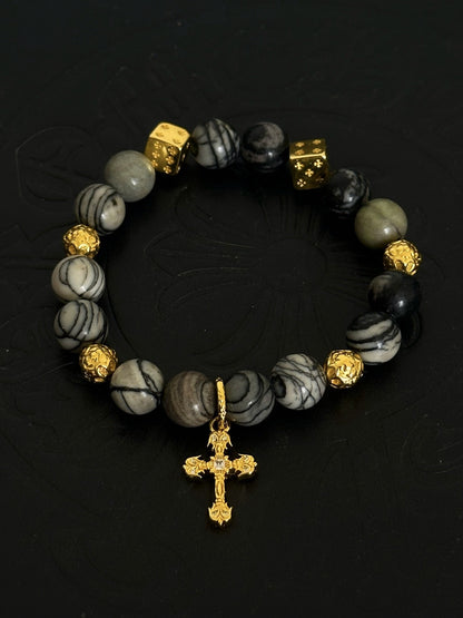 Chrome Hearts Sterling Silver Cross Bracelet