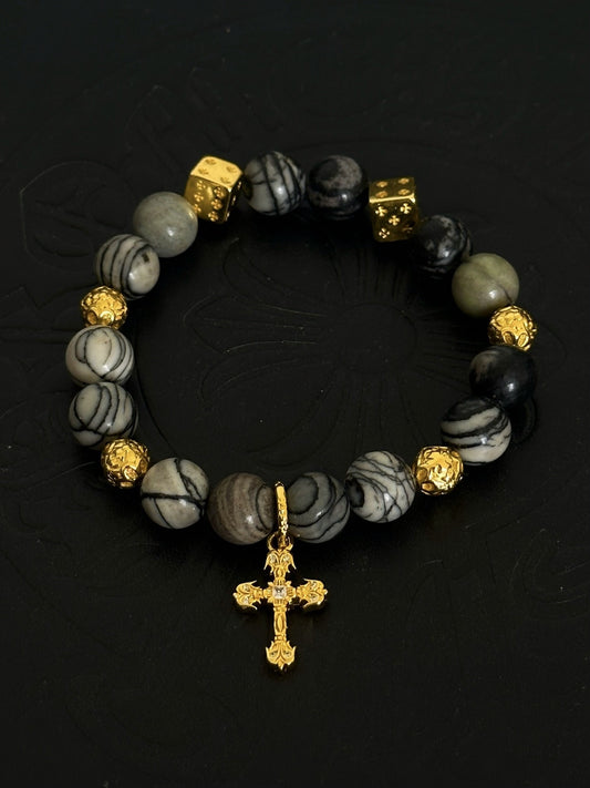 Chrome Hearts Sterling Silver Cross Bracelet