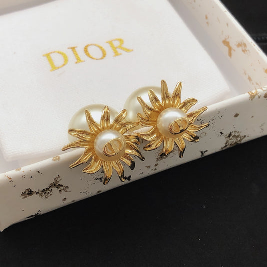 Dior Brass Floral Earrings