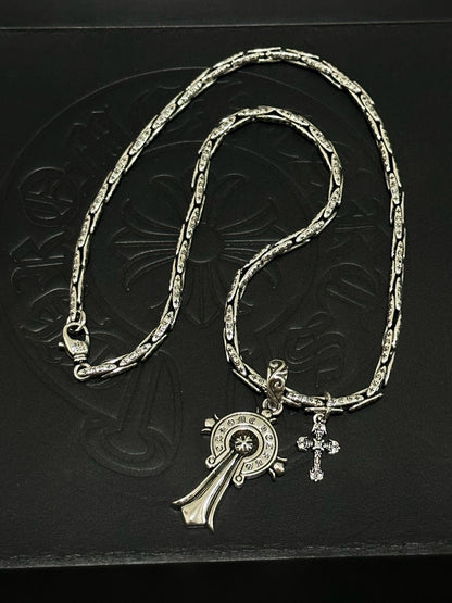 Chrome Hearts Sterling Silver Cross Necklace