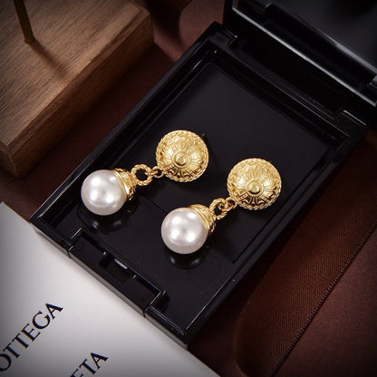 Bottega Veneta Brass Pearl Earrings