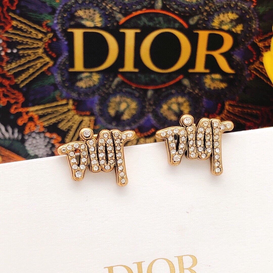 Dior Brass Logo Earrings